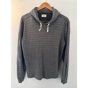 Marine Layer Hoodie Men Large Gray Stripe Double Knit Pullover Preppy USA